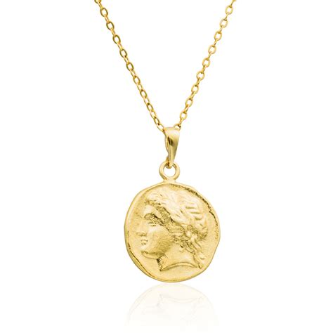 14k gold roman coin necklace w chanel chain 18|14K Gold Roman Coin Inspired Necklace .